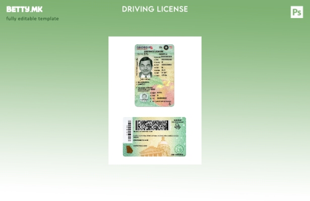 Возачка дозвола во модерен стил на САД Џорџија под шаблон 1